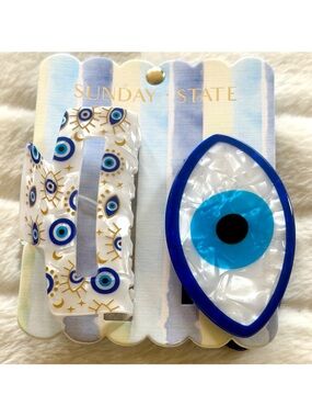 Sunday State Evil Eye Hair Clip Set 2 Pc Large Claw Nazar Protection Kitchy Y2K